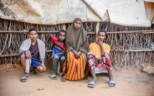 Hawa Hassan Bule, 35 years old, is with some of her children. She has lived in the Dagahaley refugee camp in since she was a child. 