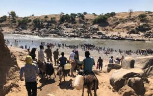 Picture of the Hamadayet border crossing, where refugees from Ethiopia cross the river into Sudan. 19 November 2020