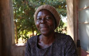 A picture of Renica Mapombere. She is 52 years old and is a diabetes and hypertension patient in Zimbabwe.
