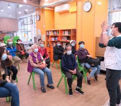 The MSF team is conducting a health education session with elderly in Hong Kong on the importance of prevention measures, such as frequent hand washing, to avoid infection with the COVID-19.