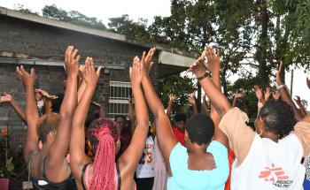 MSF, Doctors without borders, Teen Mums doing an exercise