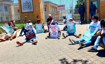 Members of various civil societies gathered outside the Netherlands Embassy in Pretoria.  For the TRIPS Waiver which was proposed to the World Trade Organisation by South Africa and India. Various members stood outside different embassies and handed over letters to call on this countries  to support the TRIPS Waiver to share access to the manufacturing the required drugs with low income countries.