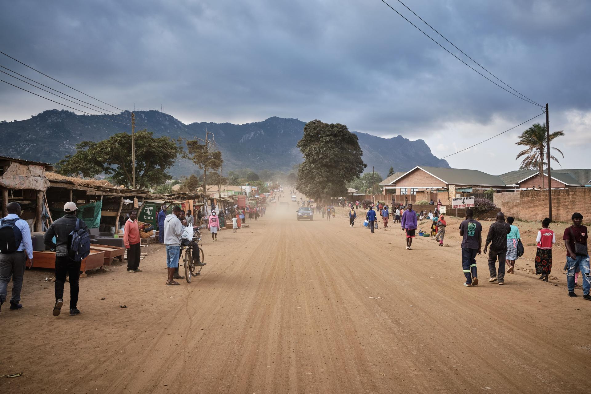 Sex Workers in Malawi: In this avenue of Dedza are the bars where women engaged in sex work come every night to look for clients.