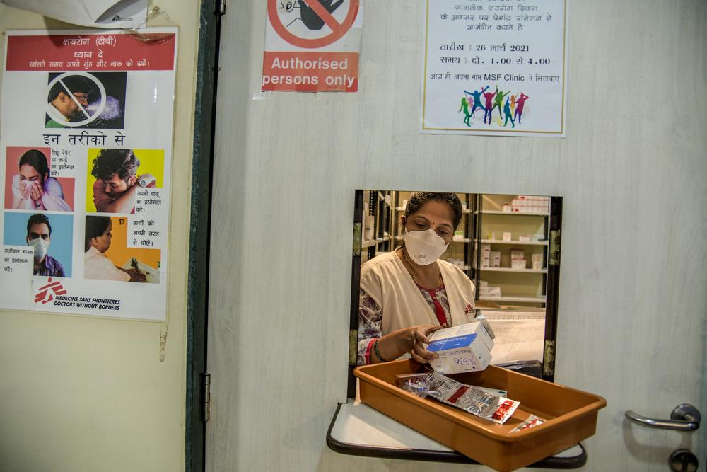 MSF Pharmacist dispensing Bedaquiline and Delamanid based DRTB regimen MSF independent Clinic, Mumbai-India 