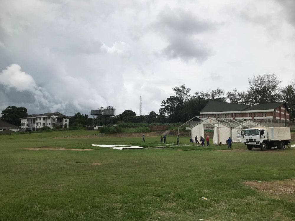 MSF staff making a field hospital to handle the increased number of COVID-19 patients