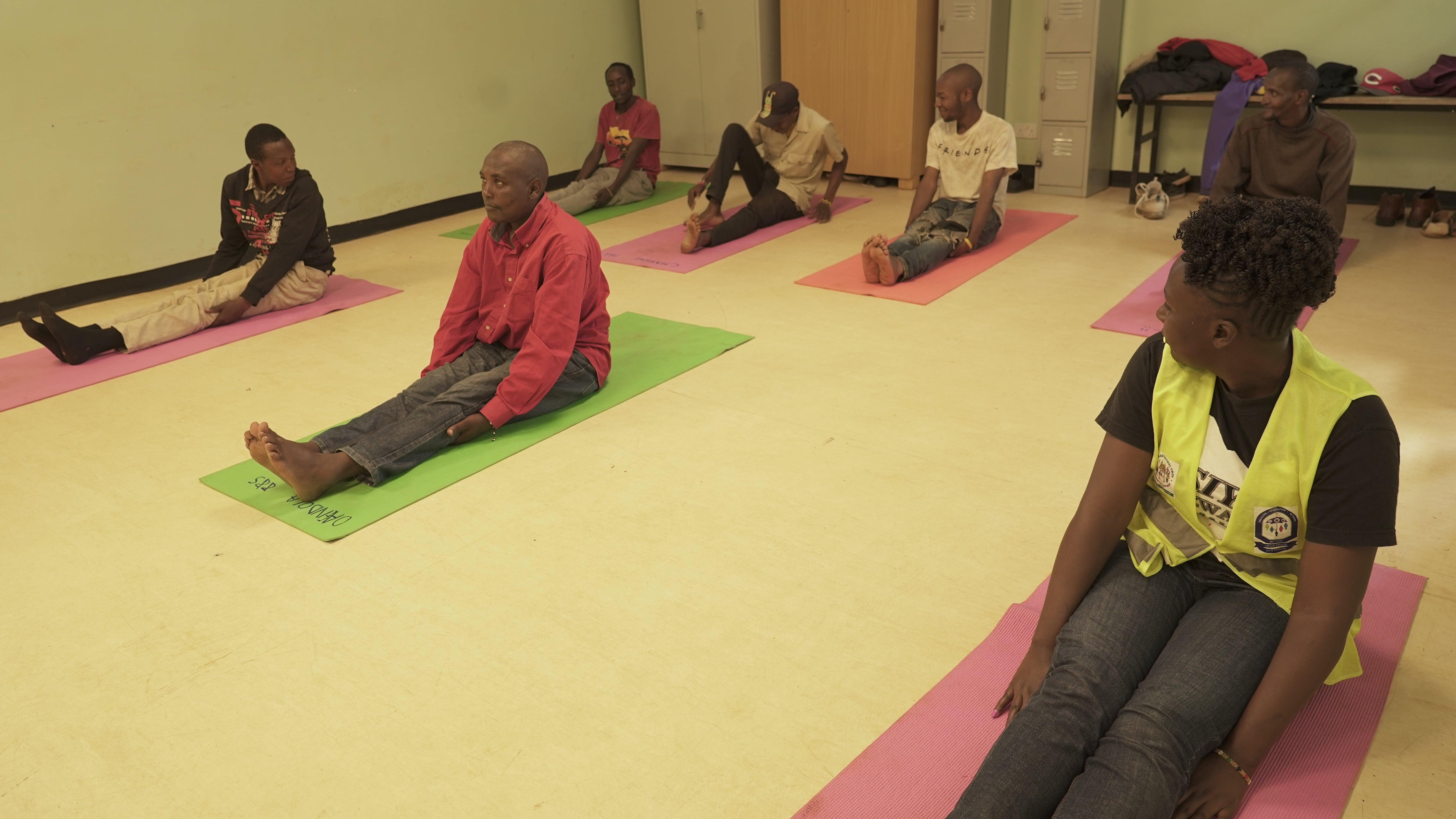 Treatment of People Who Use Drugs in Kenya: Patients during a Yoga Session in Karuri MAT clinic, Kiambu Kenya.