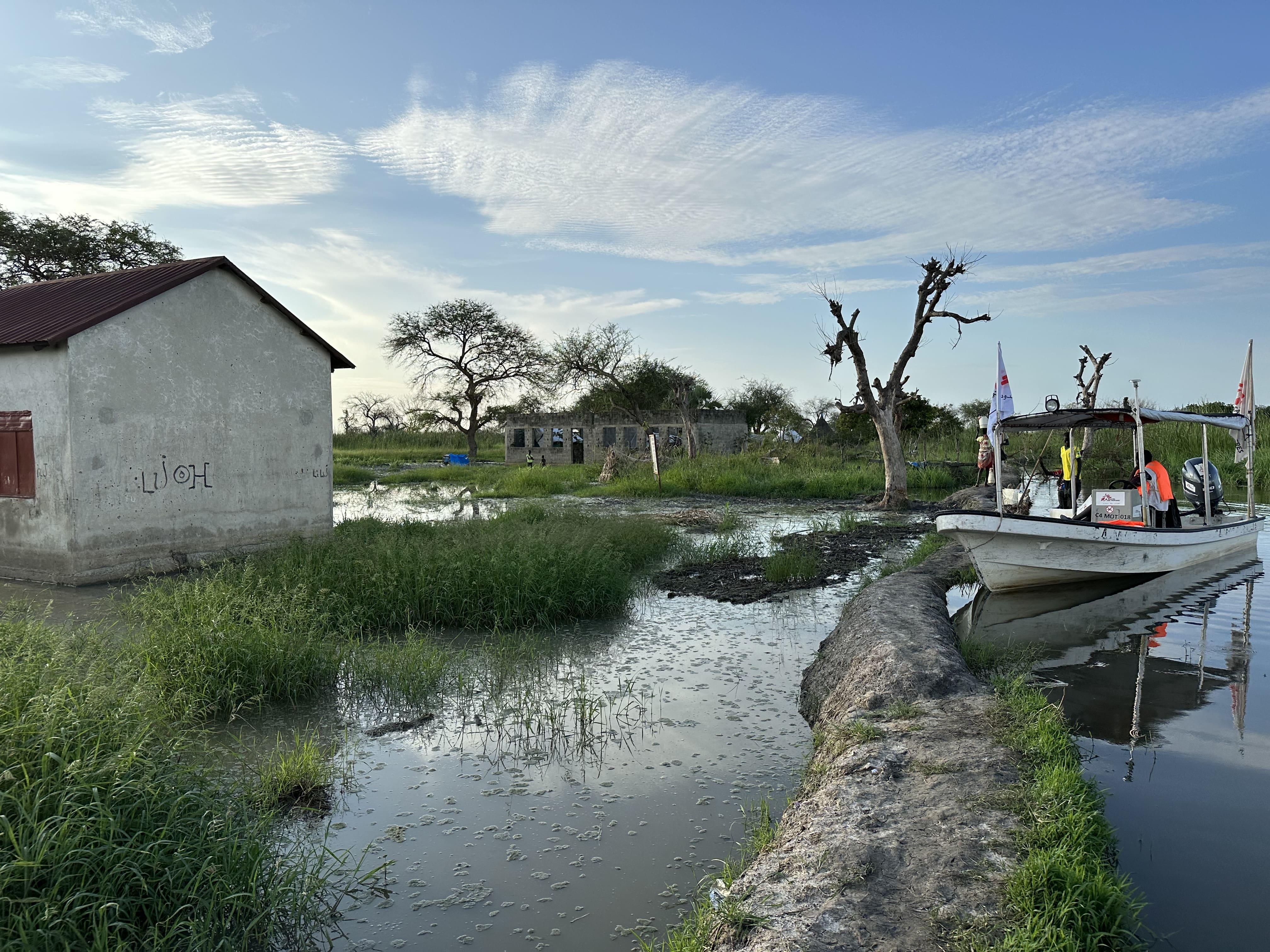Climate Change World Environment Day: A flooded schoolhouse in the village of Wongmok near Old Fangak.