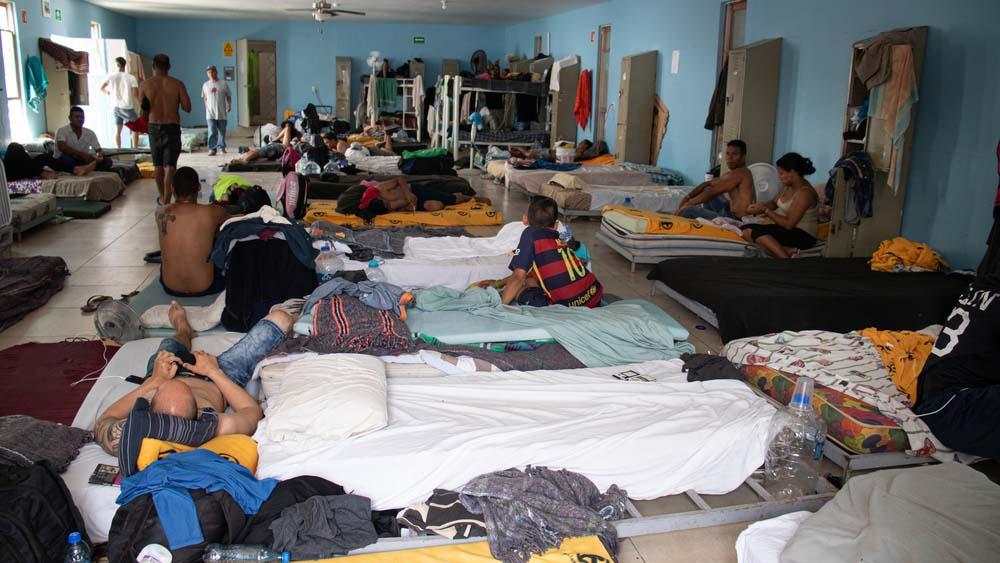 A picture of migrants inside the camp in Mexico