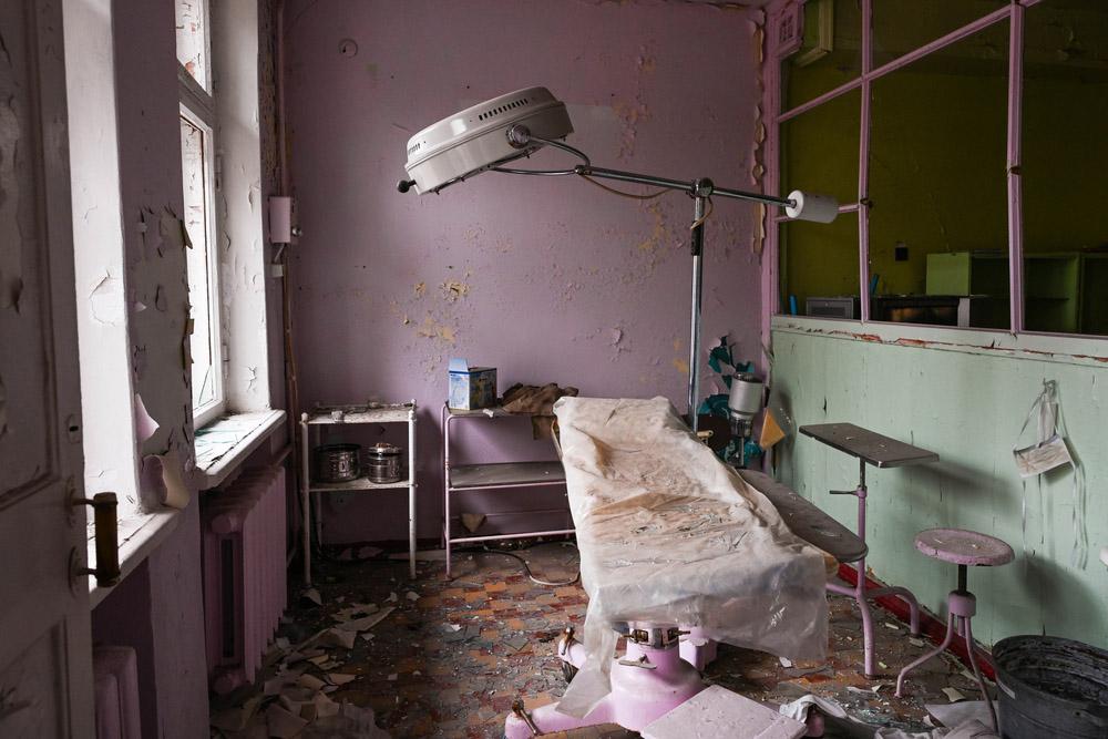 Destroyed hospital in Lyman, Donetsk Oblast.