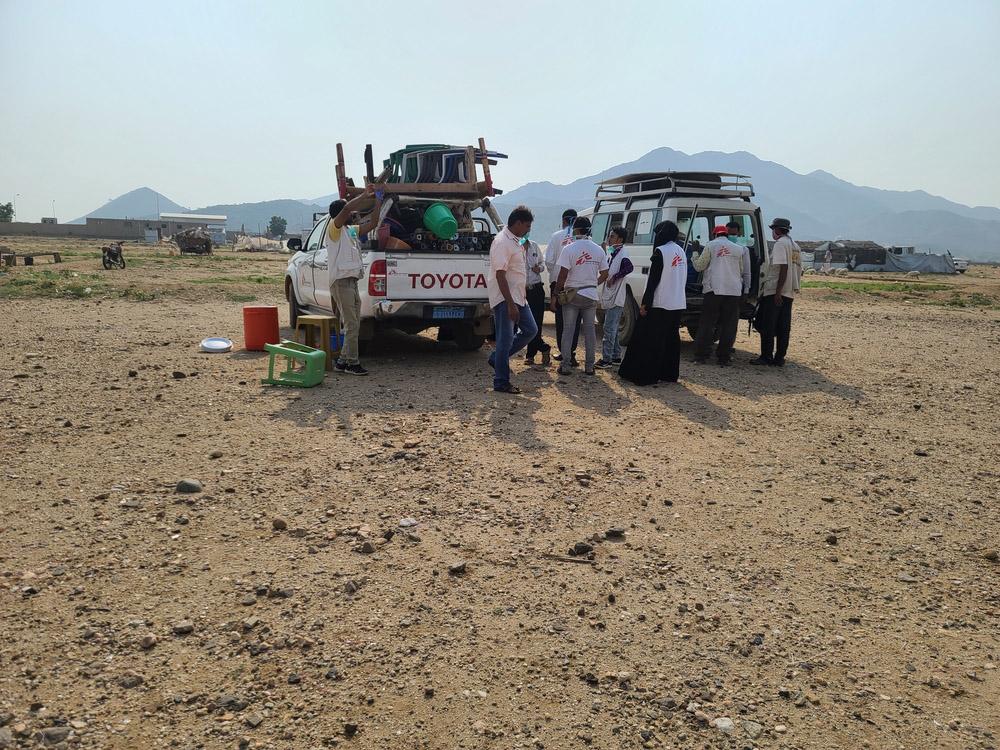 Logistical trucks in Yemen