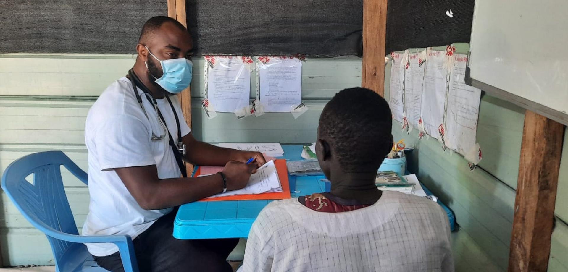 Dr Ebenezer Ngwakwe and a patient, Nya-Cece* from Old Fangak, South Sudan